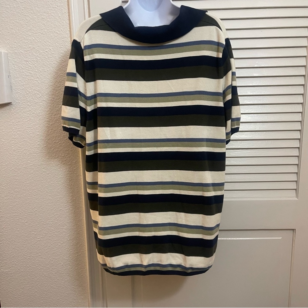 White Stag Fine Knit Striped Collared Short Sleeve Sweater Sz 18/20 EUC - Picture 2 of 9